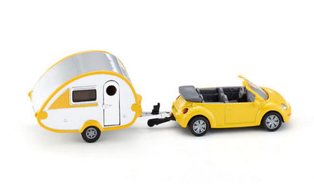 Siku Volkswagen Beetle met caravan