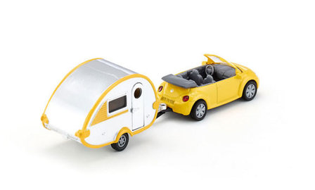 Siku Volkswagen Beetle met caravan