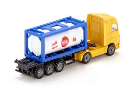 Siku vrachtwagen met tank container OP=OP (schaal 1:87)