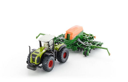 Siku Claas Xerion met amazone zaaimachine (schaal 1:87)
