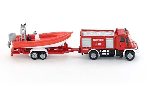 Siku Unimog brandweerwagen met boot
