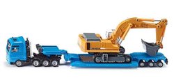 Siku vrachtwagen met dieplader en graafmachine (schaal 1:87)